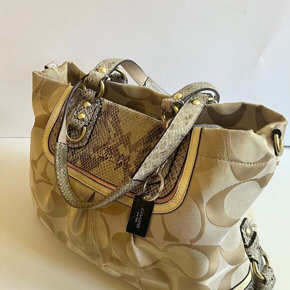 COACH, Python-Embossed Leather, Ashley Spectator Signature Shoulder Bag - Picture 9 of 13